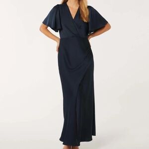 Evernew Melbourne | Chelsea Flutter-Sleeve Satin Maxi Dress
